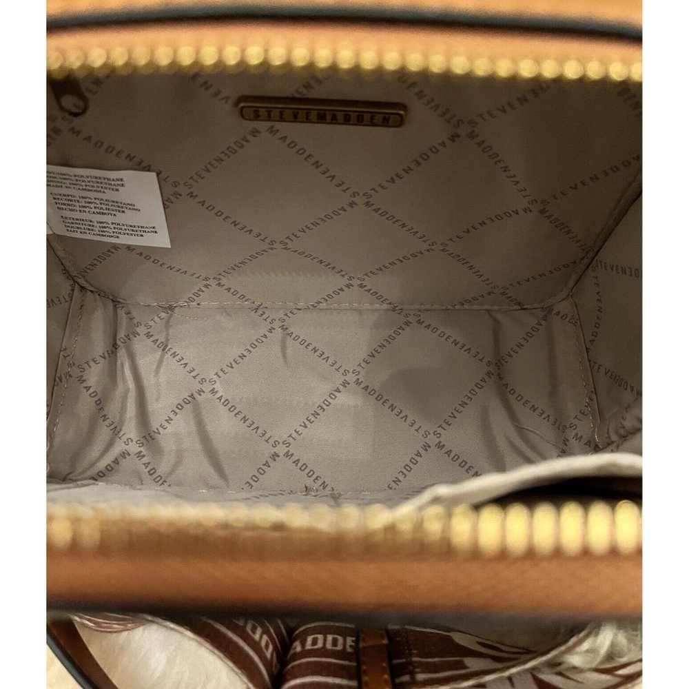 NWT STEVE MADDEN COGNAC BELIZZA WOVEN CROSSBODY HAND BAG AIRPODS TIKTOK VIRAL - Picture 8 of 8